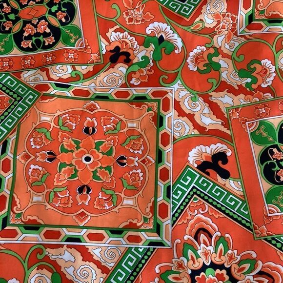 Pykettes Vintage Orange and Green Paisley Button-down 60s 70s - Picture 4 of 5